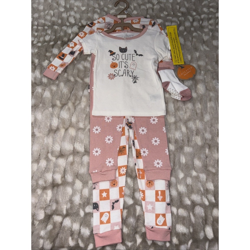 Chick-Pea Baby Halloween Pajama Set 5 pc set 2 Shirts 2 Pants Socks So Cute